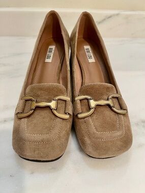 Bibi Lou Anthropologie Zagreb Suede Loafers in Camel, Sz 38, 8.